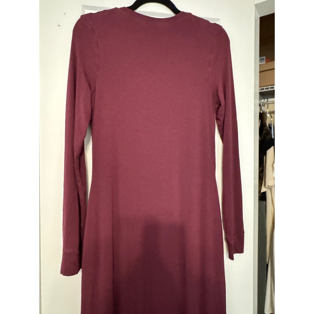 AFRM Burgundy Long Sleeve Crew Neck Jersey Knit Maxi Dress L Minimalist Grunge - Picture 7 of 8